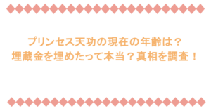 プリンセス天功の現在の年齢は？埋蔵金を埋めたって本当？真相を調査！